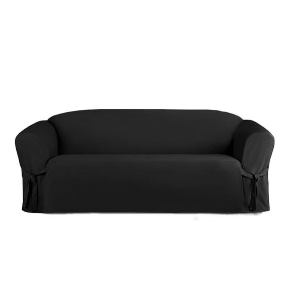 Linen Store Microsuede Slipcover Furniture Protector Cover, Perfect for Pets, Black, Sofa