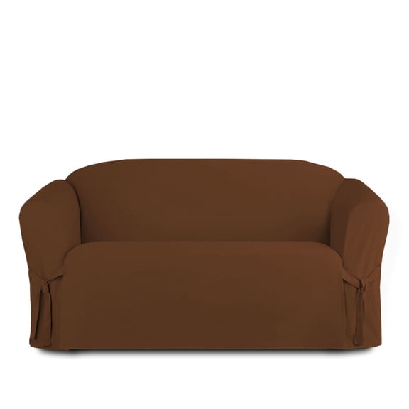 Linen Store Microsuede Slipcover Furniture Protector Cover, Perfect for Pets, Brown, Loveseat