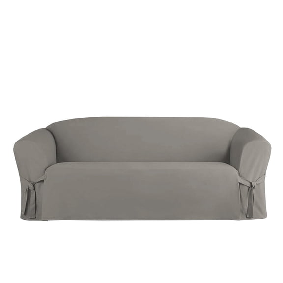 Linen Store Microsuede Slipcover Furniture Protector Cover, Perfect for Pets, Grey, Sofa