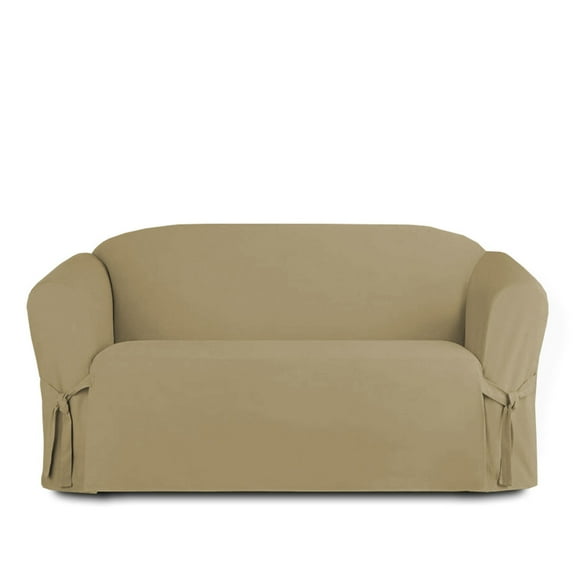Linen Store Microsuede Slipcover Furniture Protector Cover, Perfect for Pets, Taupe, Loveseat