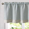 thumbnail image 1 of Linen Striped Valance for Windows 18 Inch Blackout Drapes for Small Window Farmhouse Double Layer Valance for Living Room Kitchen RV Rod Pocket 1 Panel Blue on Linen, 1 of 7