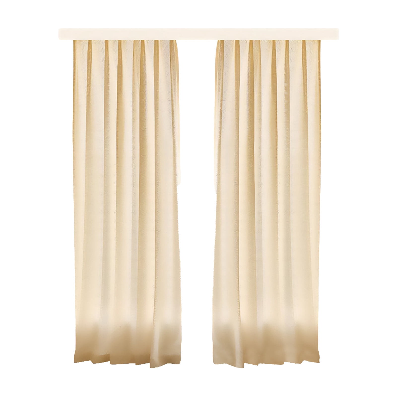 Linen Style Window Curtains 2-Piece Set, Khaki Flax Fabric Curtains 150x270cm for Living Room and Bedroom