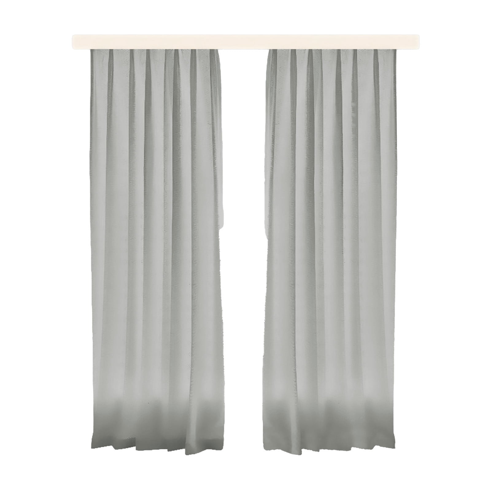 Linen Style Window Curtains Set of 2, Gray Flax Fabric Curtains 150x270cm for Living Room and Bedroom