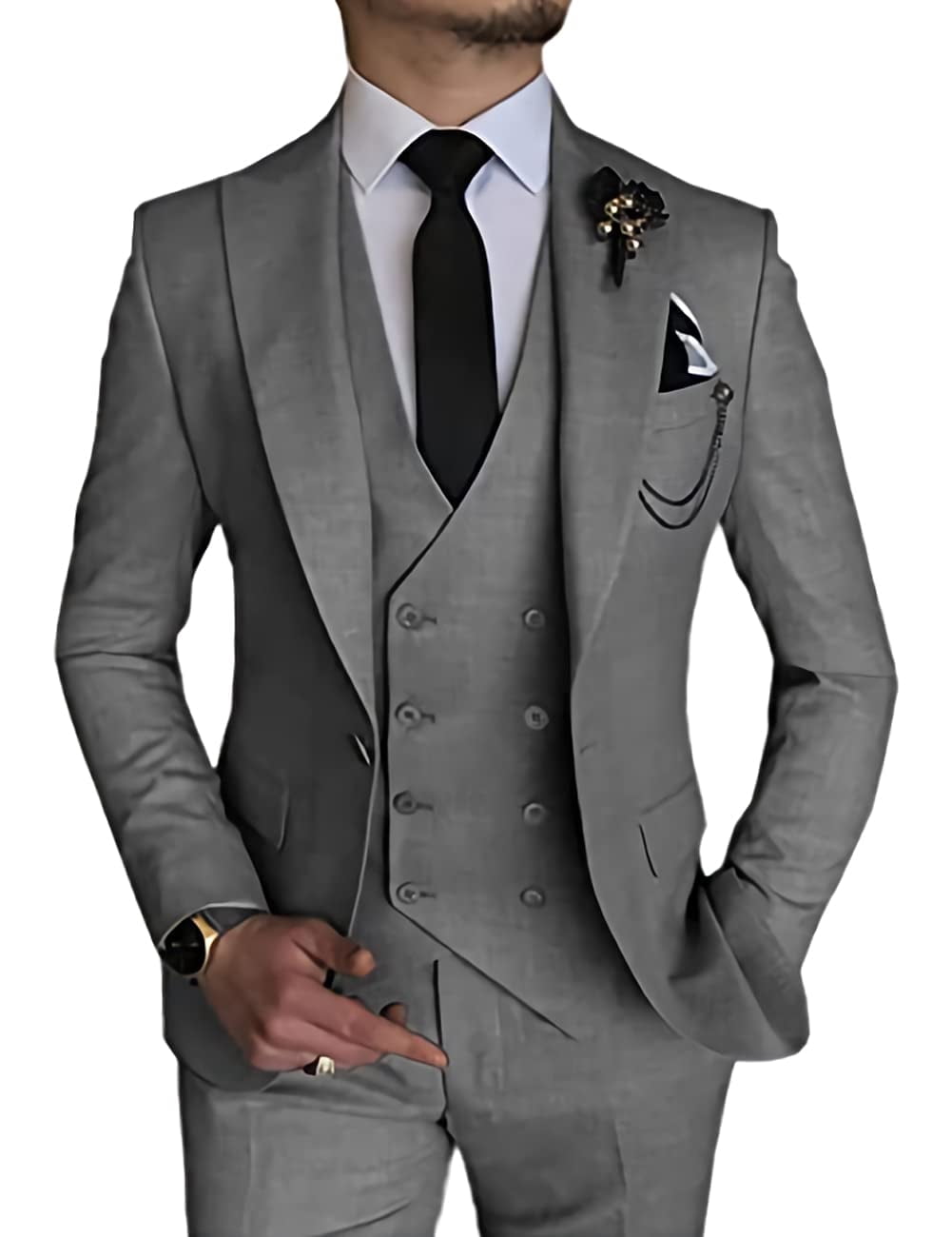 Men’s 3-Piece Wedding Suit – Groom & Groomsmen Blazer Set, Custom Sizing Available