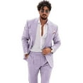 thumbnail image 1 of Linen Suits for Men Casual Wedding Suits Men 2 Piece Suits Groomsmen Tuxedos Summer Beach Prom Set Light Purple 6XL, 1 of 7