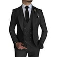 thumbnail image 1 of Linen Suits for Men Casual Wedding Suits Men 3 Piece Suits Groomsmen Tuxedos Summer Beach Prom Set Black L, 1 of 7