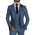 thumbnail image 1 of Linen Suits for Men Casual Wedding Suits Men 3 Piece Suits Groomsmen Tuxedos Summer Beach Prom Set Dusty Blue L, 1 of 8