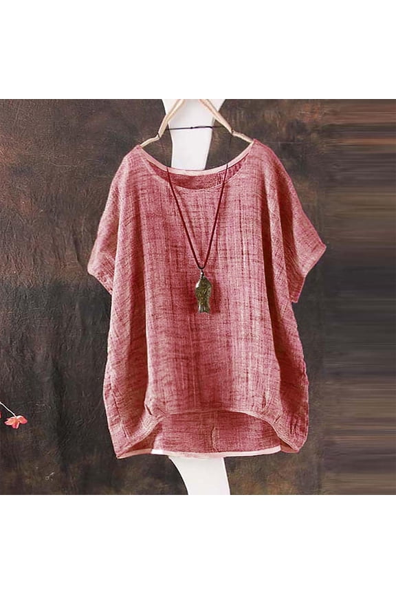 Linen T Shirts For Women Cotton Tunic Blouses For Women Gauze Shirts Womens Tops Cotton Relaxed Fit Linen Tops Women Peasant Blouse Beach Vacation Tshirts Linen Clothing For Women
