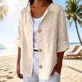 thumbnail image 1 of Linen T Shirts for Women Hawaii Shirts Summer Linen Tops Flowy Tops for Women Beach Button Up Shirts for Women Gauze Shirts for Women Summer T Shirts Oversized Button Down Oxford Shirts, 1 of 9