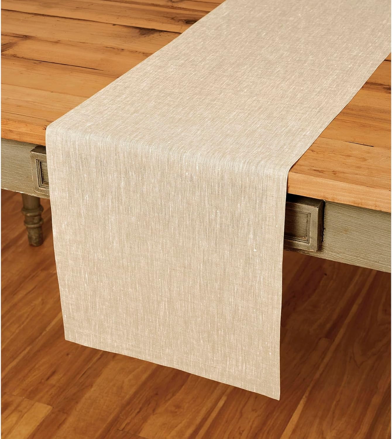 Linen Table Runner 48 inch 100 Pure Linen Champagne Beige Table