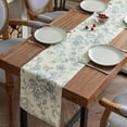 thumbnail image 1 of Linen Table Runner Floral Print for Kitchen Farmhouse Table Cloth with Flower 72 Inch Blue on Beige Peonies Botanical Decorative Linen Blend Cloth for Dining Table Indoor Outdoor Decor 1 Panel, 1 of 6
