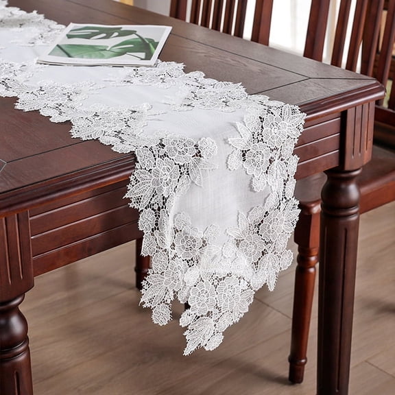 Linen Table Runner Lace Coffee Table Runners Dresser Scarf Doily for Kitchen Wedding Party