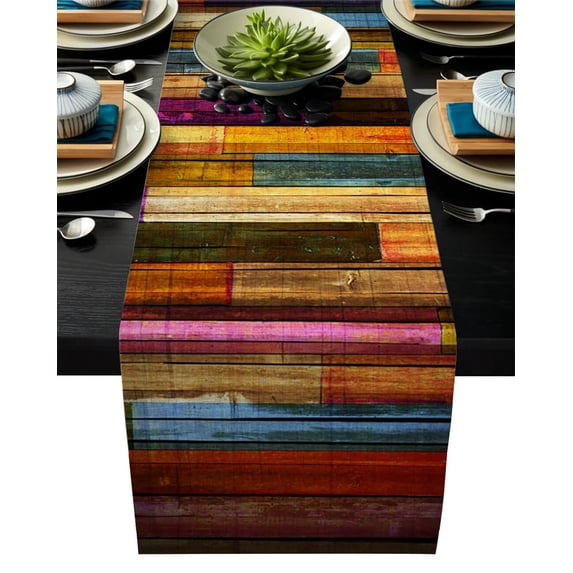 Linen Table Runner Vintage Board Printed Tablecloth Festive Party Wedding Decor Living Room Table Runner Home Decor