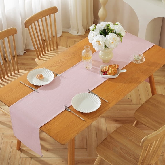 Linen Table Runner with Tassels 70 Inch Extra Long Woven Table Flag for Dining Table Decoration, Holidays, Parties, Farmhouse Home Décor