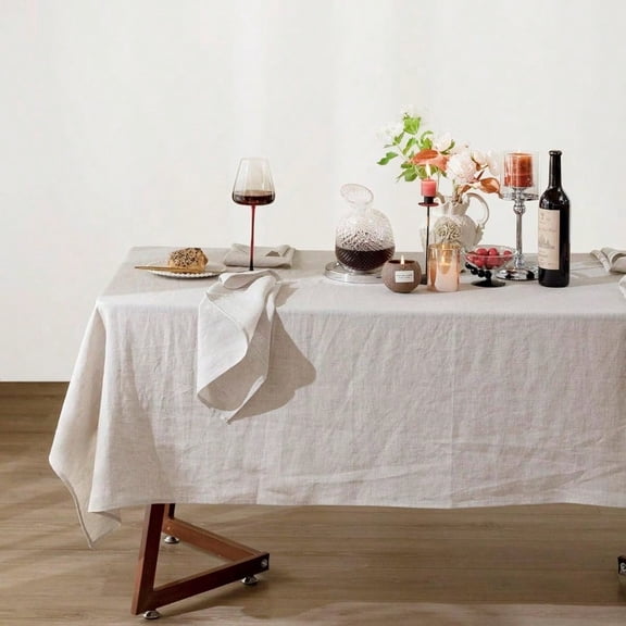 Linen Tablecloth 100 Pure Linen Table Cloth 60x84 Inches Rec Tablecloths Washable Cloths for Kitchen Dining Buffet Parties Holidays Picnic Weddings and RestaurantsNatural Linen