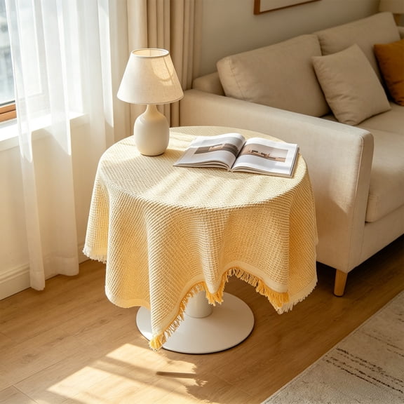 Linen Tablecloth, Coffee Table Cover, Protective Desktop Decor for Bedroom and Living Room, Sleek Draping Design with Fine Sewing, Soft Fabric Texture for Daily Use and Elegant Home Arrangement