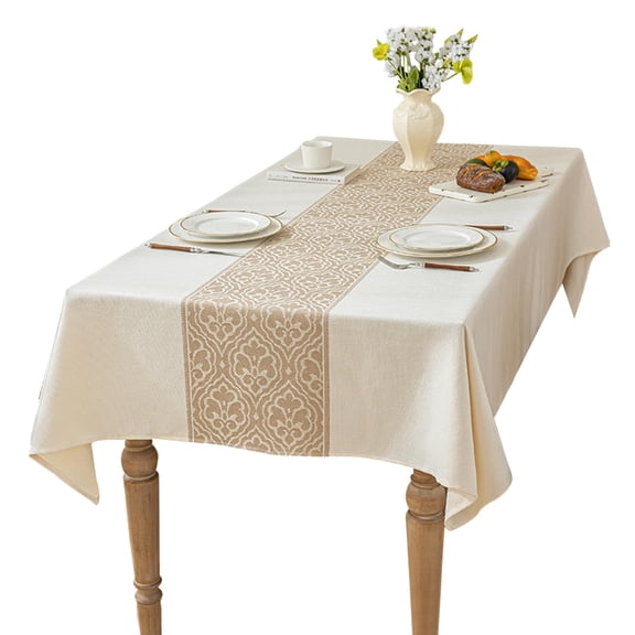 Linen Tablecloths for Rectangle Tables140*180cm Table Cloth Advanced Waterproofing Technology for Dinningroom,Farmhouse brown