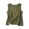 thumbnail image 1 of Linen Tank Top For Women Casual Summer Vacation Outfits Women Beach Sleeveless Crewneck Boho Vest Tops Gauze Shirts, 1 of 3