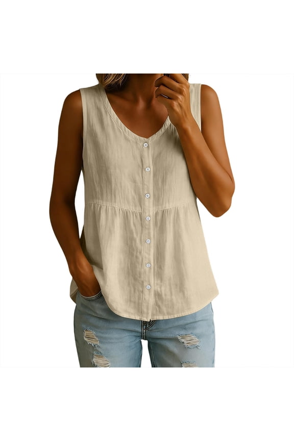 Linen Tank Tops Causal Top Dressy Tanks Summer Blouses For Women Boxy Tank Tops For Women Spring Tank Top Vacation Outfits For Women Linen Sleeveless Tops For Women
