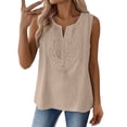 thumbnail image 1 of Linen Tank Tops For Women，Cotton Gauze Tank Tops For Women Gauze Tank Tops Lightweight Linen Tank Tops Cute Tank Tops For Women Beach Vacation Blouses Linen Summer Tops Womens Linen Vest Brown XL, 1 of 5