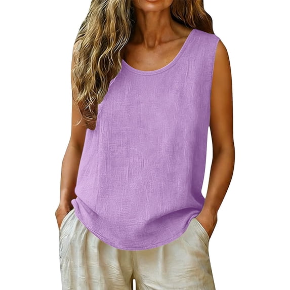 Linen Tank Tops for Women Cute Flowy Tops Dressy Tanks Linen Camisole Boho Tops for Women Cotton Camisole Tops Ladies Tank Tops Cotton Spaghetti Strap Tank Top