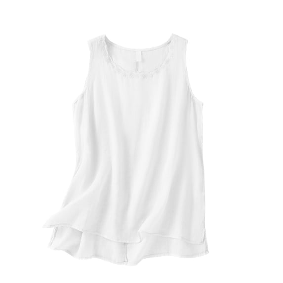 Linen Tank Tops for Women Loose Fit Camisole Sleeveless Tops for Women Gauze Tank Tops Linen Cami Fitted Tank Tops Loose Fit Cami Sleeveless Linen Tops White M