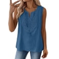 thumbnail image 1 of Linen Tank Tops For Women，Sleeveless Linen Tops For Women Linen Shirts For Women Linen Sleeveless Top Womens Sleeveless Tops Summer Linen Tops For Women Cotton Summer Tops Linen Crop Top Blue 2XL, 1 of 5