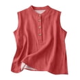 thumbnail image 1 of Linen Tank Tops for Women Thick Strap Tank Tops Loose Tank Tops Summer Tank Tops Beach Vests Linen Shirts for Women Cute Tank Tops Linen Cami Gauze Tank Tops Red L, 1 of 3