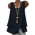 thumbnail image 1 of Linen Tank Tops Womens Sleeveless Dual-Layered Flowy Boho Tee Shirt Loose Fit Casual Beach Summer Blouses (XL, Navy), 1 of 8