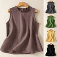thumbnail image 1 of Linen Tank Tops for Women Casual Loose Fit Pure Color Crinkled Tank Top Boho Style Sleeveless Breathable Summer Blouse, 1 of 3