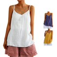 thumbnail image 1 of Linen Tank Tops for Women Casual Spaghetti V Neck Strap Tank Top Relaxed Tank Top Size L, 1 of 6