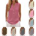 thumbnail image 1 of Linen Tank Tops for Women Solid Button down Tank Top Sleeveless Loose Tank Top Size 3XL, 1 of 6