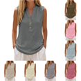 thumbnail image 1 of Linen Tank Tops for Women Solid Button down Tank Top Sleeveless Loose Tank Top Size M, 1 of 6