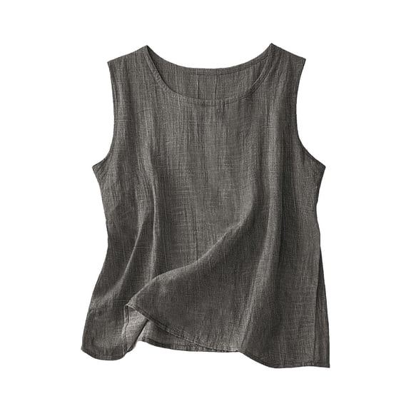 Linen Tanks Women Womens Tank Top Summer Beach Vacation Sleeveless Shirts Spring Outfits for Women Summer Tops Camisole Blouse Trendy Summer Clothes for Women Dark Gray Bust-38.58''