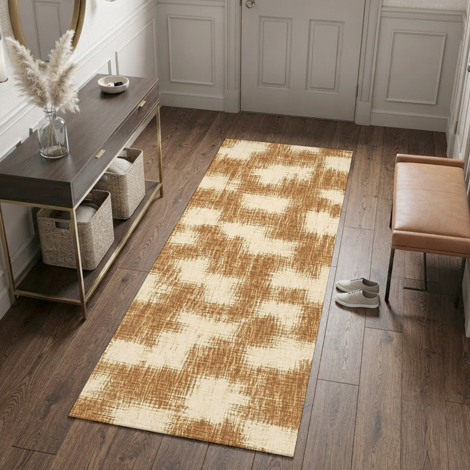 Fabric Rustic Rug Linen Texture Runner Rugs 2x6ft Retro Rustic Brown Coarse Weave Fabric ...