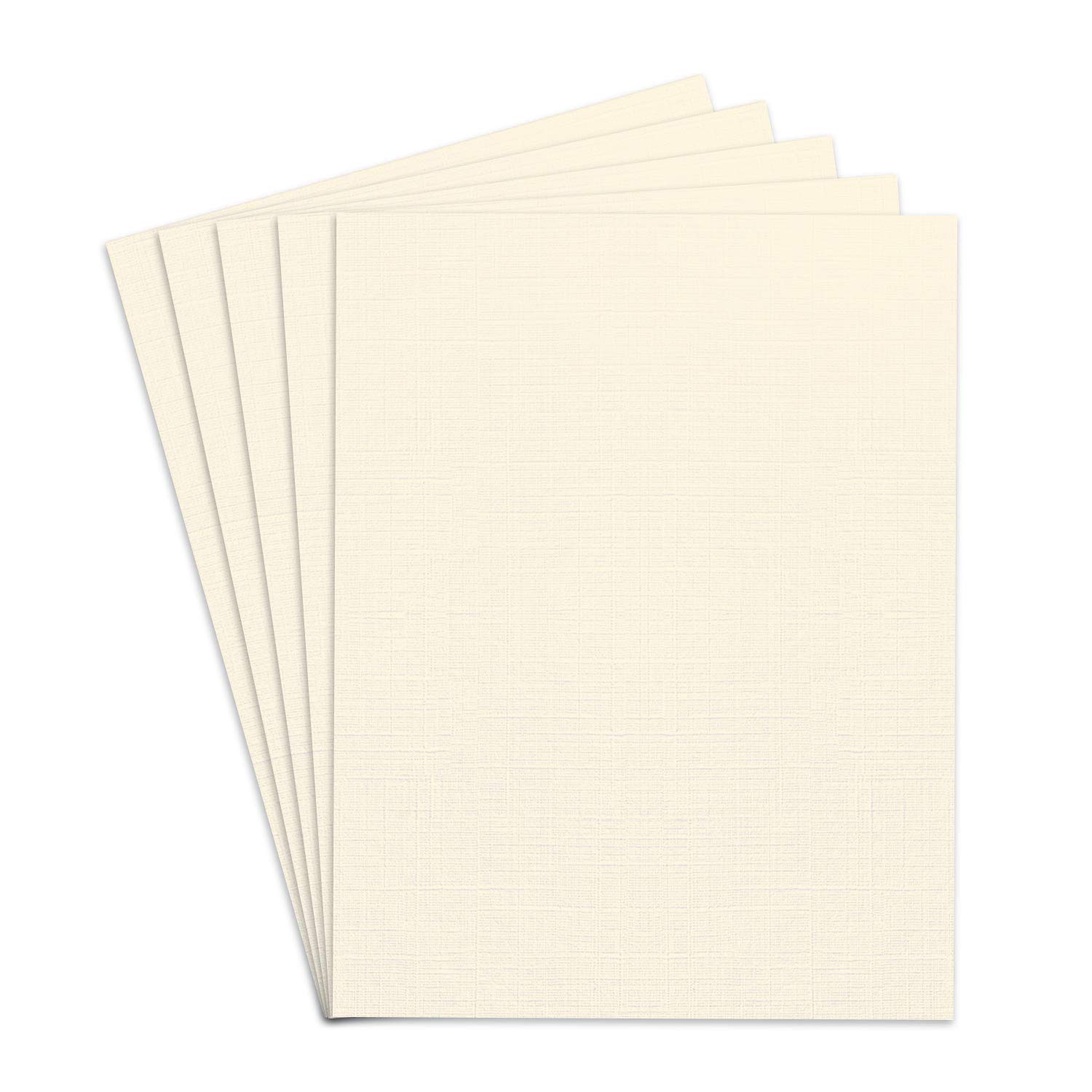 Linen Textured 8.5 x 11" Card Stock | Specialty Papers | 80lb Cover, 216 gsm | 25 Sheets Per Pack (Baronial Ivory)