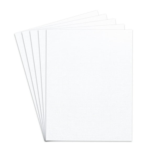 Linen Textured 8.5 x 11" Card Stock | Specialty White Papers | 80lb Cover, 216 gsm | 25 Sheets Per Pack (White)