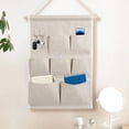 thumbnail image 1 of Linen-Textured Fabric Wall Hanging Organizer with Multiple Pockets, Foldable Storage for Stationery Jewelry Remotes, Space Saving Door Closet Office Bedroom Decor, 1 of 6