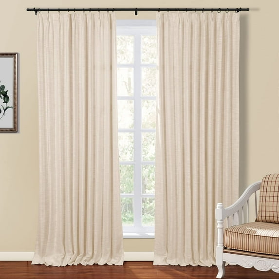 Linen Textured Pinch Pleat Curtain for Living Room, Room Darkening Window Curtain Panel for Bedroom, Privacy Drape with Double Layer (72 x 84 Inches, 1 Panel, Sand Beige) outdoor curtains