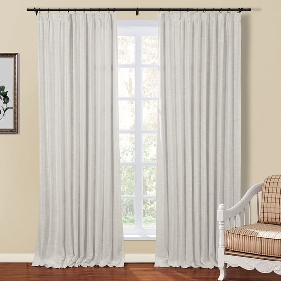 Linen Textured Pinch Pleat Curtain for Living Room, Room Darkening Window Curtain Panel for Bedroom, Privacy Drape with Double Layer (72 x 84 Inches, 1 Panel, Sand Beige) outdoor curtains