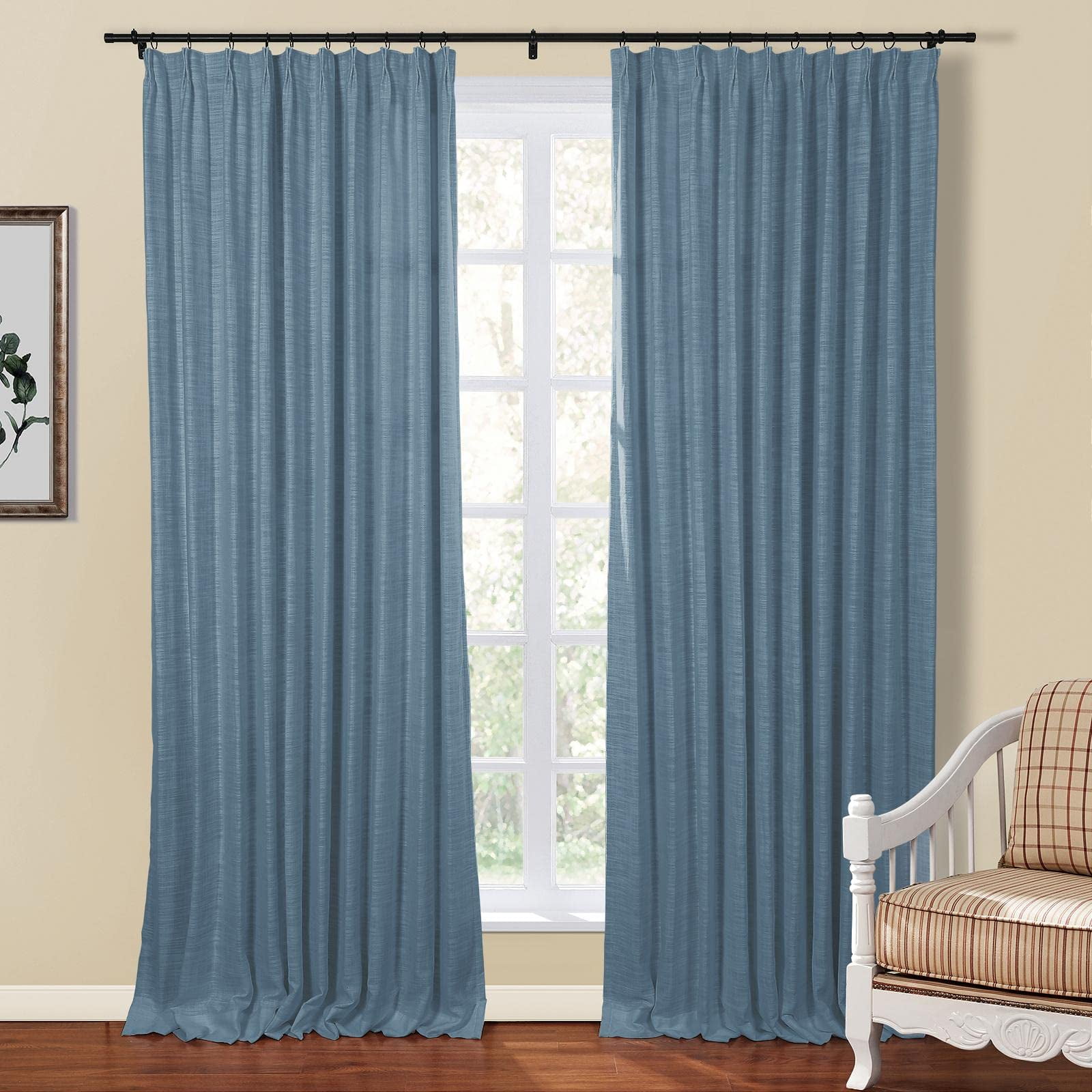 Linen Textured Pinch Pleat Curtain for Living Room, Room Darkening Window Curtain Panel for Bedroom, Privacy Drape with Double Layer (72 x 84 Inches, 1 Panel, Sand Beige) outdoor curtains