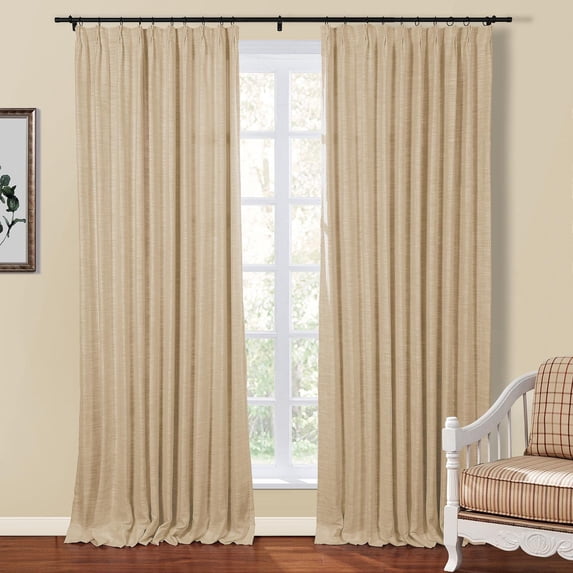 Linen Textured Pinch Pleat Curtain for Living Room, Room Darkening Window Curtain Panel for Bedroom, Privacy Drape with Double Layer (72 x 84 Inches, 1 Panel, Sand Beige) outdoor curtains