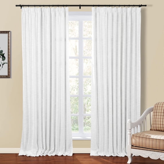 Linen Textured Pinch Pleat Curtain for Living Room, Room Darkening Window Curtain Panel for Bedroom, Privacy Drape with Double Layer (72 x 84 Inches, 1 Panel, Sand Beige) outdoor curtains