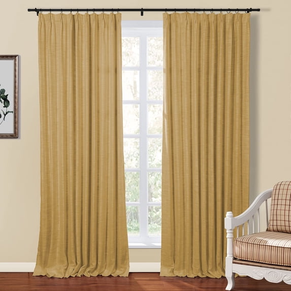 Linen Textured Pinch Pleat Curtain for Living Room, Room Darkening Window Curtain Panel for Bedroom, Privacy Drape with Double Layer (72 x 84 Inches, 1 Panel, Sand Beige) outdoor curtains