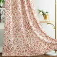 thumbnail image 1 of VOGOL Linen Textured Printed Window Drapes, Green Leaves Country Curtains for Bedroom Living Room, Grommets, W52"xL63", One Panel, Red, 1 of 8