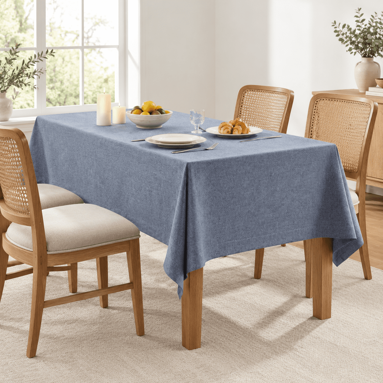Linen Textured Rectangle Table Cloth 60x84 Inch Navy Blue - Walmart.com