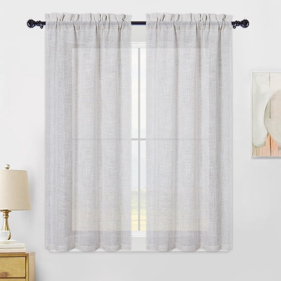 Linen Textured Short Curtain, Rustic Rod Pocket Tier Curtain Valance