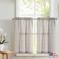 thumbnail image 1 of Linen Textured Short Curtains Kitchen Tiers Solid Color Cafe Drapes Rod Pocket, 1 of 15