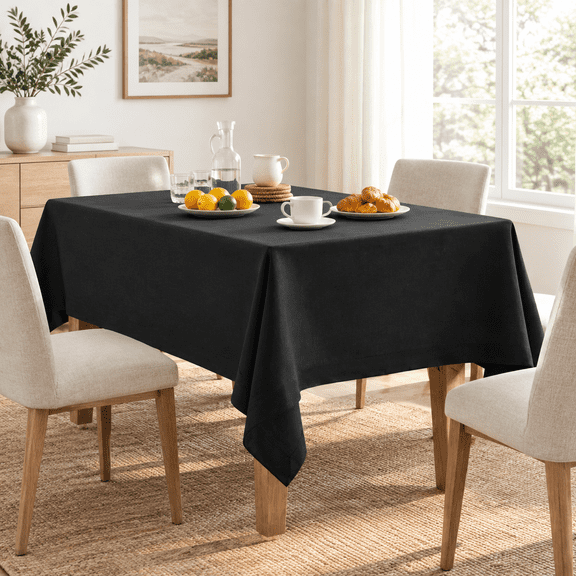 Linen Textured Square Table Cloth 52x52 Inch Black