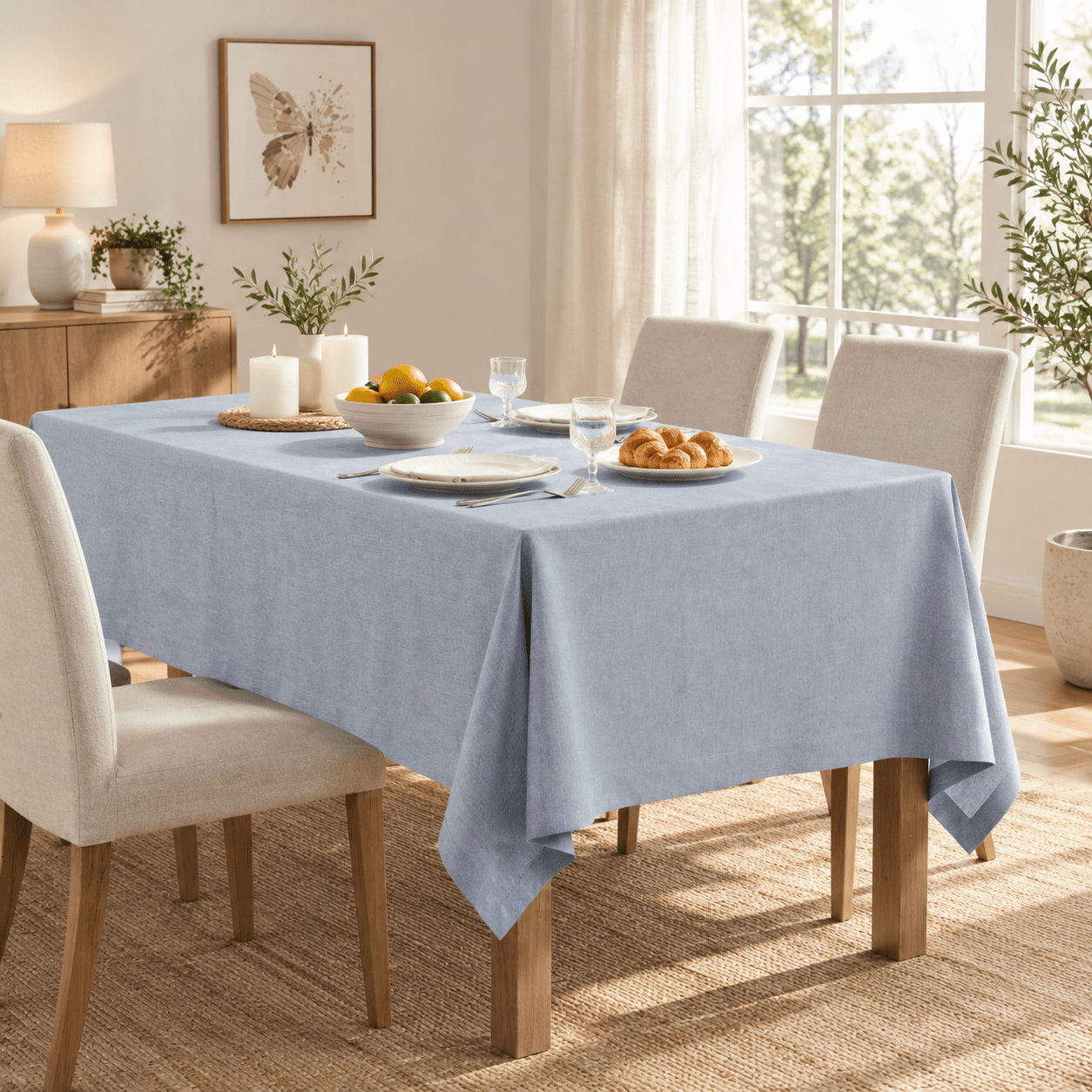 Linen Textured Square Table Cloth 60x60 Inch Chambray Blue - Walmart.com